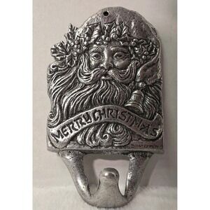 Vintage 1994 Carson Pewter Christmas‎ Santa Claus Hook 5" Long Silver Tone Metal